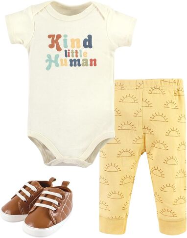 Hudson Baby Unisex Baby Cotton Bodysuit, Pant and Shoe Set, Plum Wildflower, 9-12 Months in Saudi Arabia