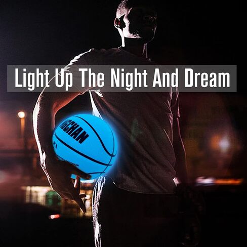 كرة السلة تتوهج في الظلام - كرات السلة المضيئة باللون الأزرق الحجم الرسمي 7/6/5 - هدية كرة السلة الليلية المصنوعة من الجلد المتوهج للأطفال في سن المراهقة والأولاد والبنات والرجال والنساء - كرات تدريب داخلية خارجية in Saudi Arabia