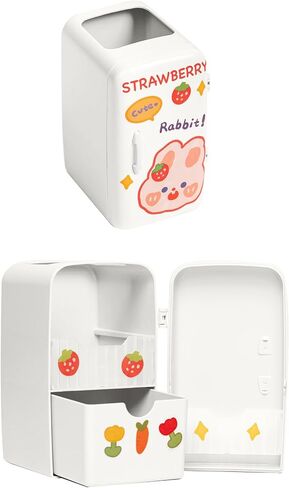 Desk Organizers Pencil Holder with Sticker, Pen Holder with Drawer, Makeup Brush Holder, Pen Organizer Storage for School Office, Multi-Functional Pencil Holder (White) in Saudi Arabia