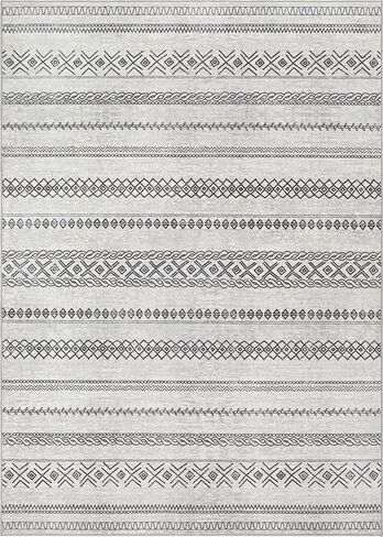 Area Rug 5x7 Washable Rug, Large Boho Moroccan Geometric Neutral Soft Rug for Living Room Bedroom Dining Room, Non Slip Indoor Carpet for Home Office Decor - Grey in Saudi Arabia