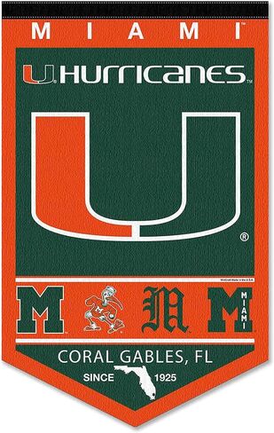 College Flags & Banners Co. Hurricanes Heritage History Banner Pennant in Saudi Arabia