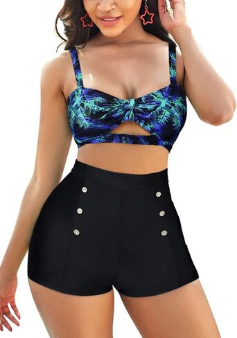B2prity Women's Two Piece Swimsuit Ladies Bathing Suit Vintage Swimwear Bikini Set with Bottom Brazilian in Saudi Arabia