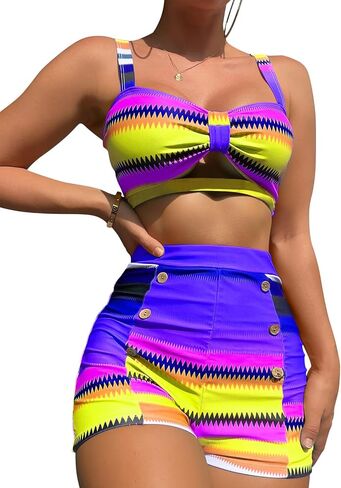 B2prity Women's Two Piece Swimsuit Ladies Bathing Suit Vintage Swimwear Bikini Set with Bottom Brazilian in Saudi Arabia