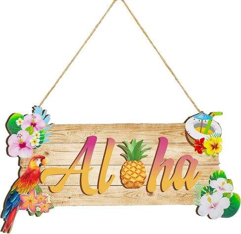 لوحة ألوها الخشبية للتعليق على الحائط من هاوايان ألوها، باب خشبي معلق من خشب ألوها الصيفي، علامة خشبية استوائية، لوازم حفلات ألوها لديكور حفلات هاواي in Kuwait