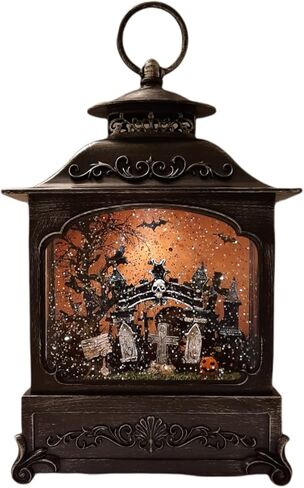Gerson Lighted 10.5 Inch Halloween Water Lantern Snow Globe w/Continuous Swirling Glitter Graveyard Scene in Kuwait