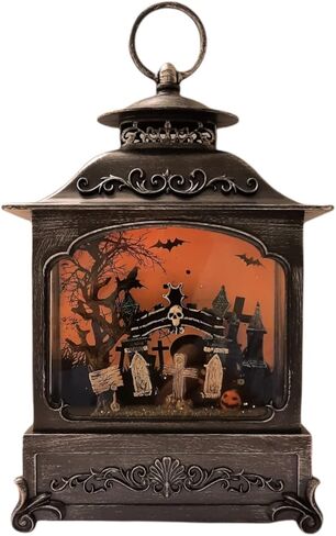 Gerson Lighted 10.5 Inch Halloween Water Lantern Snow Globe w/Continuous Swirling Glitter Graveyard Scene in Kuwait