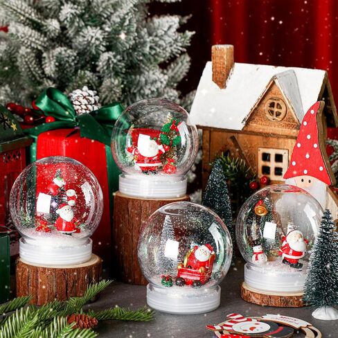 Shappy 4 بوصة DIY سنو غلوب ووتر غلوب 6 مجموعة عيد الميلاد DIY مجموعات من البلاستيك الشفاف ووتر غلوب مع غطاء لولبي للحرف اليدوية وتخصيص هدايا تزيين المنزل in Saudi Arabia