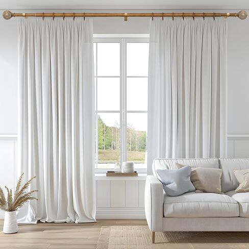 قضبان ستائر خشبية للنوافذ من 28 إلى 48 بوصة (2.3-4 قدم)، وقضبان ستائر بقطر 1 بوصة مع تشطيبات نمط أوراق الحبوب الخشبية المقلدة، مجموعة قضبان ستائر متينة قابلة للتعديل من بوهو، 18-45 بوصة in Kuwait