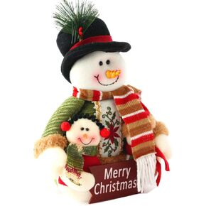 GWOKWAI Christmas Tabletop Decoration, Santa Claus & Snowman Plush Doll Traditional Ornament for Christmas Theme Party Wedding Home Bar Tabletop Scenes Decoration (Snowman, 12 * 8in)