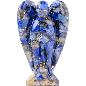 3" Crystal Angel Resin Crushed Crystals Natural Healing Crystals Figurines Ornament Home Decor Blue Sodalite