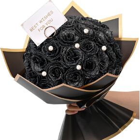 Waipfaru Pink Glitter Roses Bouquet, DIY Fake Flowers Bouquet, Artificial Rose Bouquet for Valentine's Day, Anniversary, Engagement, Wedding, Mothers Day Gifts, 24 Roses in Saudi Arabia