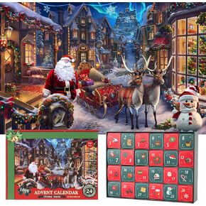 Advent Calendar 2024 Christmas Jigsaw Puzzles, 24 Days 1008 Pieces Christmas Countdown Puzzles for Kids Adults, Advent Jigsaw Puzzle 2024 Great Xmas Gifts Idea Home Decor