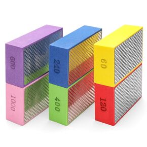 6PCS Diamond Hand Polishing Pads, Wet & Dry Diamond Sanding Pads 60#, 120#, 240#, 400#, 600#, 1000# Grit Sanding Block for Ceramic Tile Glass Wood Marble Grinding
