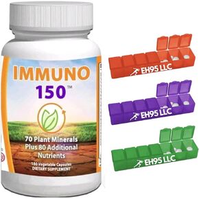 IMMUNO 150 Complete Daily Multi Vitamin - (Pack of 1) Pill Organizer Included(Colors May Vary)