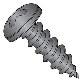 Small Parts 0816APP188B 18-8 Stainless Steel Sheet Metal Screw, Black Oxide Finish, Pan Head, Phillips Drive, Type A, #8-15 Thread Size, 1" Length (Pack of 25)