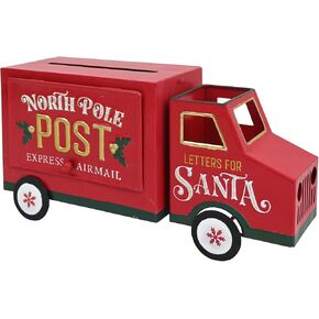 Xmas Letters to Santa Mailbox Christmas Red Trucks Decorative Box North Pole Post Vintage Mailbox Christmas Decorative Boxes Farmhouse Decor Rustic Metal Christmas Decorations for Home