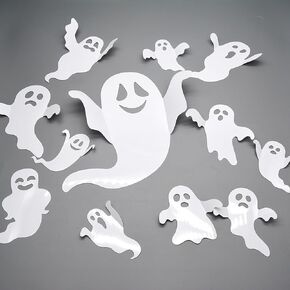 24Pcs Halloween Wall Decor 3D Halloween Ghost Wall Decor Halloween Wall Stickers White Ghost Decor Halloween Decorations Indoor Supply Halloween Decorations for Office Home Bedroom Door Wall Decor
