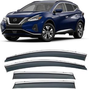 Vesul Compatible with Nissan Altima 2024-2019 Tape/Clip on Rain Guard Window Deflector Vent Visor Shield Cover with 304 Stainless Steel Trim Smoke Black