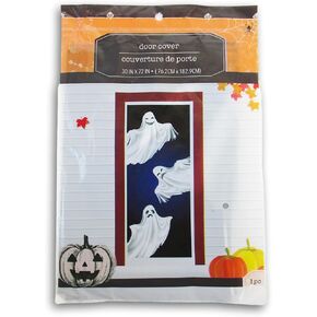 Spooky Town Halloween Decorations Three Spooky Ghosts Decorative Door or Wall Cover - 30 x 72 Inches