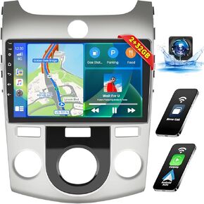 2+64GB (Manual A/C) 9" Touchscreen Stereo Kit for Kia Forte Cerato K3 2008-2012 Android 13 Radio with Wireless Carplay Android Auto GPS BT WIFI USB FM/RDS MIC Canbus RCA Backup Camera MIC