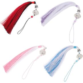 Chinese Tassel Charms Waist Ornaments: 4pcs Traditional Chinese Bell Tassel Pendant Lucky Amulet Feng Shui Protection Costume Charms