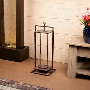 Alpine Corporation MCC634L Large Gray Rectangular Glass Candle Compartment Lanterns, Grey