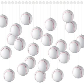 Haooryx Inflatable Mini Ball Decoration - 24 Set Small Balls with Hanging Rope and Hooks Inflatable Pool Football Blow up Sport Ball Toy for Game Day Beach Pool Birthday Decorations