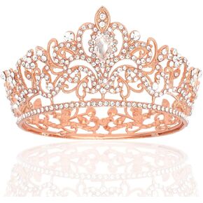 CIEHER Rose Gold Small Crown Cake Topper Mini Crown Princess Tiara Birthday Crown Wedding Cake Decoration