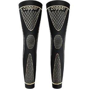SKDK Copper Full Leg Sleeves Long Compression Leg Sleeve Knee Sleeves Protect Leg for Man Women Basketball, Arthritis Cycling Sport Football, Reduce Varicose Veins and Swelling of Legs