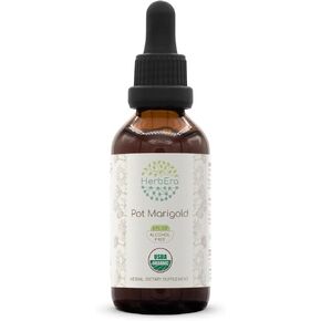 Pot Marigold B60 USDA Organic Tincture | Alcohol-Free Extract, High-Potency Herbal Drops | Certified Organic Pot Marigold (Calendula, Calendula Officinalis) Dried Flower (2 oz)