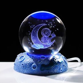 Crystal 3D Cat and Butterfly 2.36in Ball Figurine Gifts for Women Glass Animal Art for Room with Space Light Base Keepsakes for Cat Lover Home Decor Paperweight