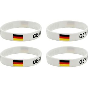 4 Pcs Germany German Country Flag Rubber Bracelets, National Flag Silicone Bracelet, Rubber Wristbands Patriotic Decorations Gift