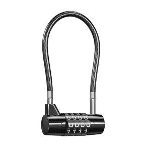 4 Digit Combination Padlock, 6.9 Inch Long Shackle Cable Lock with 4-Digit Resettable Combination, Waterproof Steel Padlock for Outdoor Fence, Gym, School Locker, Suitcase Bag, Bike Security