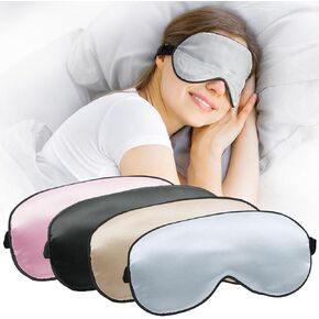 Eye Mask for Sleeping, 4 Silk Sleep Mask for Sleeping Light Blocking, Beauty Light-Blocking Eye Mask with Adjustable Strap, Smooth Soft Eye Mask for Women Men