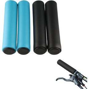 2pairs Bike Handle Grips, Mountain Bike Silicone Sponge Handlebar Grips, Bicycle Handle Grip Cover, Shock Absorber, Anti-Slip, Super Light Bike Grips