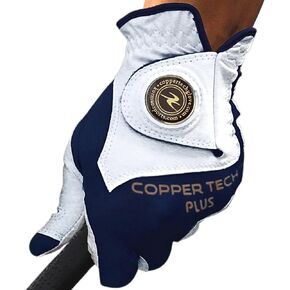 Copper Tech Men's Golf Gloves - Optimal Wrist Support with Copper Infused Thread - 100% AAA Synthetic Tacky Leather - Perfect for Summer & Fall Golfing - Golf Gloves Men (Hand Orientation: Both Hand)