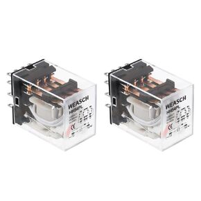 2Pcs Electromagnetic Power Relay, HH54PL, AC 12V Coil, 4P4T 4NO 4NC, 5A 14 Pins, with LED Indicator Light (2)