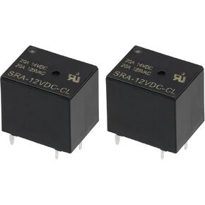 2 قطعة مرحل عالي الطاقة، SRA-12VDC-CL، ملف تيار مستمر 12 فولت، 20 أمبير 125 فولت تيار متردد/14 فولت تيار مستمر، 1NO 1NC، مرحل ثنائي الفينيل متعدد الكلور للأغراض العامة 5 دبابيس SPDT (2) in Kuwait