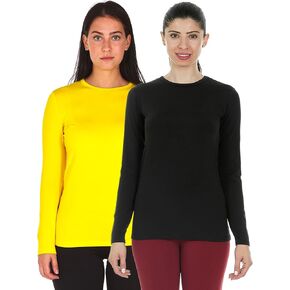 Thermajane 2 Pack Thermal Top for Women Size 3XL Yellow & Black