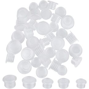 GORGECRAFT 50PCS 5 Sizes Clear Plastic Stopper with Pull Tab Salt and Pepper Shaker Stoppers Replacement Bottle Plug 10.5mm to 18mm Inner Diameter Reusable Column End Covers for Pots Bottles