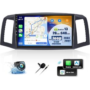 [8 Core 4G+64G] Android 13 Car Stereo for Jeep Grand Cherokee 2004-2007 with Wireless Apple Carplay Android Auto,10.1'' Touchscreen Car Radio with WiF/GPS,Bluetooth,FM/RDS Radio,SWC+AHD Backup Camera