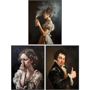 Funny Bathroom Poster Canvas Wall Art Painting Humor Man Covering Nose Posters Vintage Toilet Pictures Prints Painting for Toilet Decor Rustic Farmhouse Wall Decor For Bathroom (00a, No Feame 12x16inch(30x40cm))