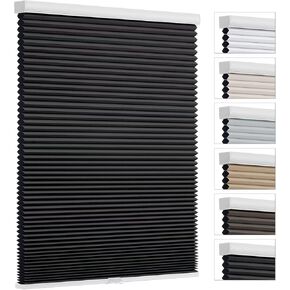 Changshade Blackout Blinds for Indoor Windows, Cellular Shades Honeycomb Blind Cordless Black Out Room Darkening Pleated for Home, Bedroom, Bathroom, Shade Size 34 inch Wide 72 inch High, White