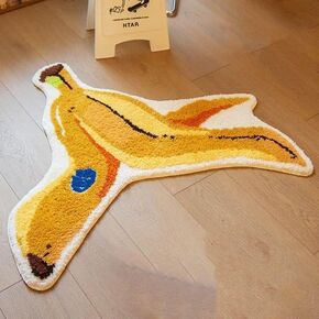 Funny Banana Kid's Room Rug Cute 3D Non Slip Banana Bath Mat Decor for Living Room Bathroom Bedroom Kitchen Decor Washable (38.5 x 37.8in)