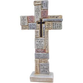 SXSZZXL Cross Statue with Encouraging Words 12 Inch Table Inspirational Cross Figurine for Christian Home Decor Gifts