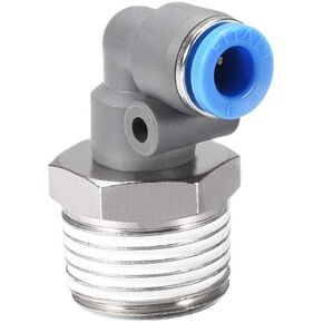 uxcell Elbow Push to Connect Air Fittings 14mm Tube OD X 1/2PT Male Thread Pneumatic Quick Release Connectors Grey