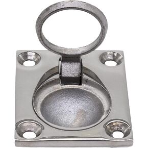 MARINE CITY 316 Grade Stainless Steel Flush Boat Hatch Lift Ring Deck Hatch Pull Handle with Rectangular Plate 4 Point Fixing for Marines – Boats – Yachts – Ships – Kayaks (Pack of 1)
