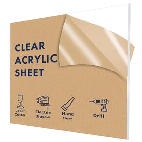 Falken Design Acrylic Plexiglass Sheet, Clear, 18" x 18" x 1/2"