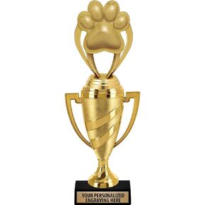 Crown Awards Paw Print Trophy, 14" Gold Cup Paw Print Trophies with Free Personalization Prime