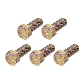 METALLIXITY Hex Bolts (7/16-20x1-1/4") 5Pcs, Carbon Steel Zinc Plated Fully Threaded, UNF Fine Thread Hex Head Screw Bolt - for Furniture Repair, Yellow